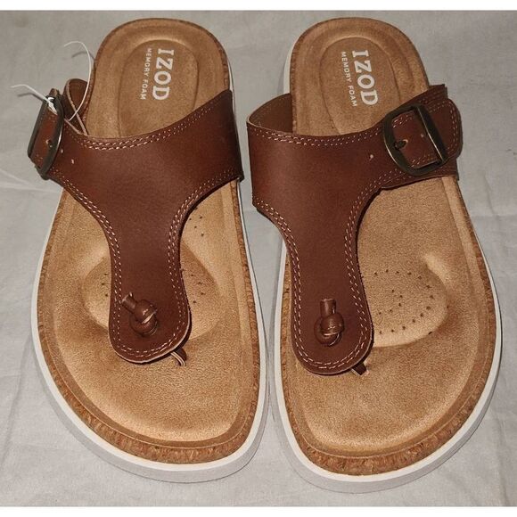 Izod Ladies' Charcy Strap Sandal Brown Size 6 M - Picture 1 of 6